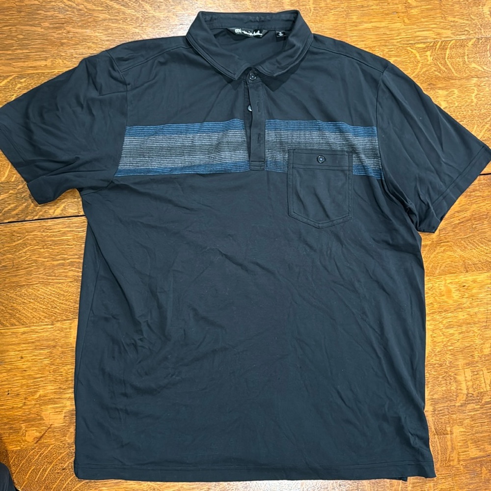 Travis Mathew Black Striped Golf Polo size XL